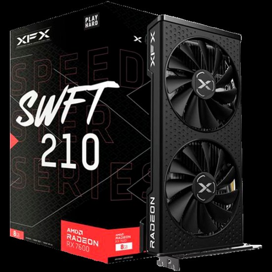 XFX SPEEDSTER SWFT210 RADEON RX 7600XT SWFT Gaming Graphics Card with 16GB GDDR6 HDMI 3xDP, AMD RDNA