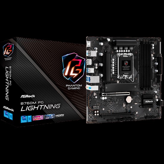 ASROCK MB B760  4 x DDR5 1 x HDMI Port 1 x DisplayPort 1.4 1 x Hyper M.2 4 x SATA3 Micro ATX
