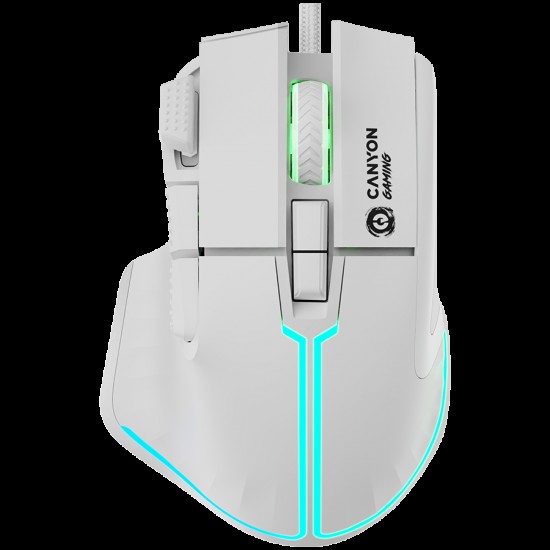 CANYON Fortnax GM-636, 9keys Gaming wired mouse,Sunplus 6662, DPI up to 20000, Huano 5million switch, RGB lighting effects, 1.65M braided cable, ABS material. size: 113*83*45mm, weight: 102g, White