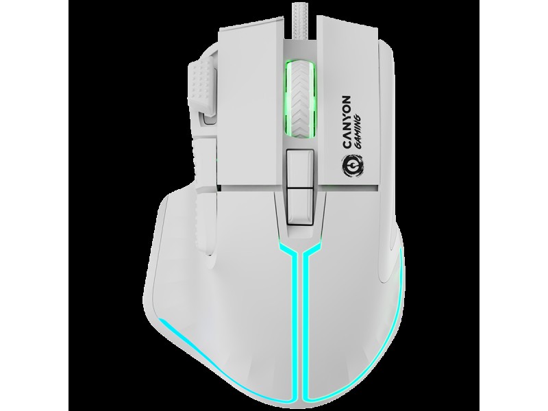 CANYON Fortnax GM-636, 9keys Gaming wired mouse,Sunplus 6662, DPI up to 20000, Huano 5million switch, RGB lighting effects, 1.65M braided cable, ABS material. size: 113*83*45mm, weight: 102g, White