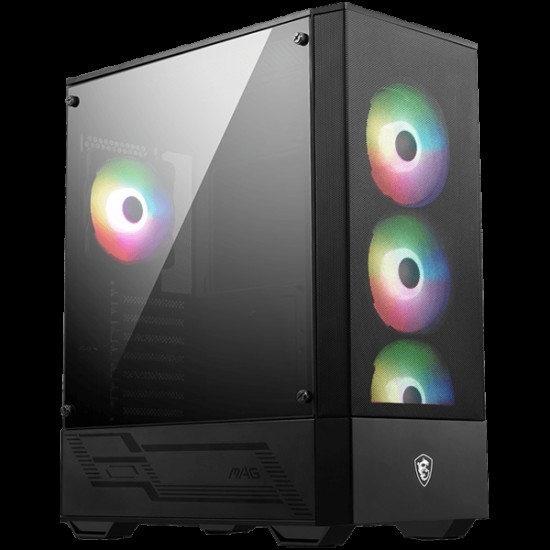 MSI MAG FORGE 112R, Mid-Tower, ATX/M-ATX/ITX, 2x USB 3.2 Gen 1 Type-A, 1x Audio/1x Mic, Insta-light Loop Button, ARGB Hub, 4x 120mm ARGB Fans, 4mm Tempered Glass