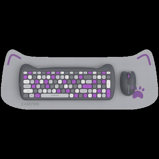 CANYON set HSET-W6 Keyboard+Mouse Kitty Edition AAA+АА Wireless Violet CANYON set HSET-W6 Keyboard+Mouse Kitty Edition AAA+АА Wireless Violet