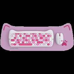 CANYON set HSET-W6 Keyboard+Mouse Kitty Edition AAA+АА Wireless Pink