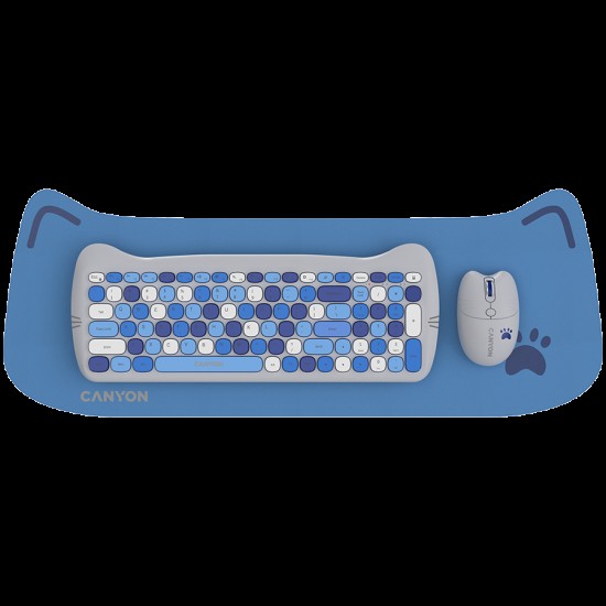 CANYON set HSET-W6 Keyboard+Mouse Kitty Edition AAA+АА Wireless Blue CANYON set HSET-W6 Keyboard+Mouse Kitty Edition AAA+АА Wireless Blue