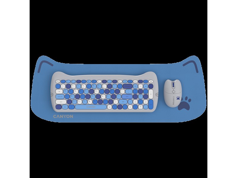 CANYON set HSET-W6 Keyboard+Mouse Kitty Edition AAA+АА Wireless Blue