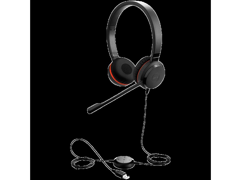 JABRA EVOLVE 30 II MS Stereo USB Headband, Noise cancelling, USB and 3.5 connectivity, with mute-button and volume control on the cord, with leather ear cushion, Microsoft optimized