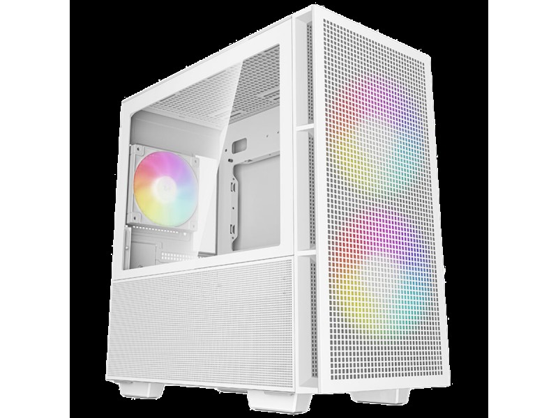DeepCool CH360 WH, Mid Tower, Mini-ITX/Micro-ATX/ATX PS 2, 1xUSB3.0, 1xAudio, 1x Type-C,  2x140mm Pre-Installed ARGB Fans + 1x120, Tempered Glass, Mesh Panel, White, R-CH360-WHAPE3-G-1