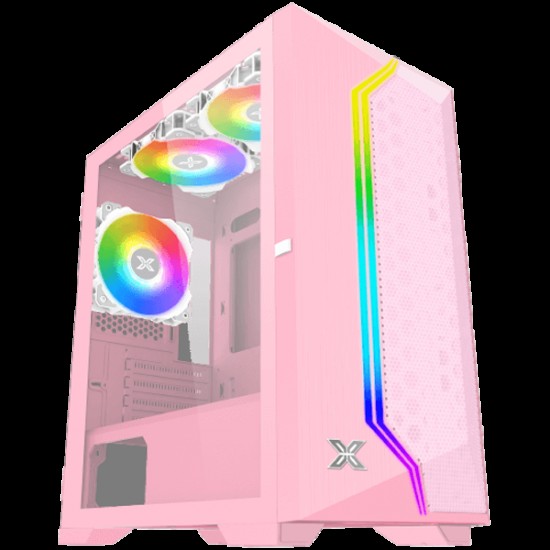 Gemini II Queen, EN48663, Pink, MATX, U3x1+U2x2, Meshed Grill ARGB LED Frontpanel & Left TG, 3PCS X24F Arctic Fixed RGB Fan