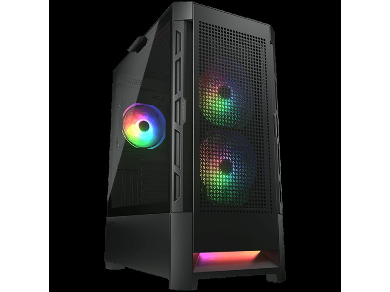 COUGAR | Duoface RGB Black | PC Case | Mid Tower / Airflow Front Panel / 2 x 140mm & 1x 120mm ARGB Fans incl. / TG Left Panel