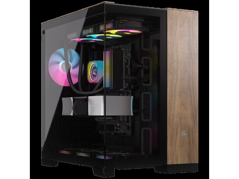 Corsair 6500X Tempered Glass Mid-Tower, Black/Walnut Wood, EAN: 0840006688846