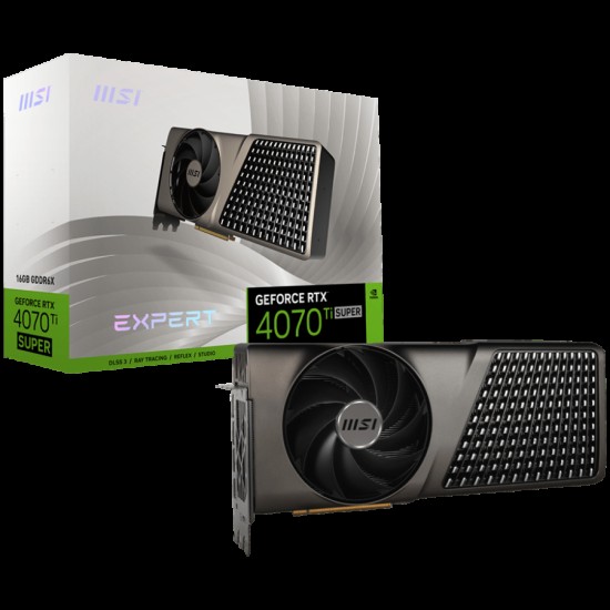MSI Video Card Nvidia GeForce RTX 4070 Ti SUPER 16G EXPERT, 16GB GDDR6X, 256bit, Boost: 2670 MHz, 8448 CUDA Cores, PCIe 4.0, 3x DP 1.4a, HDMI 2.1a, RAY TRACING, Dual Fan, 1x 16pin, 700W Recommended PSU, 3Y