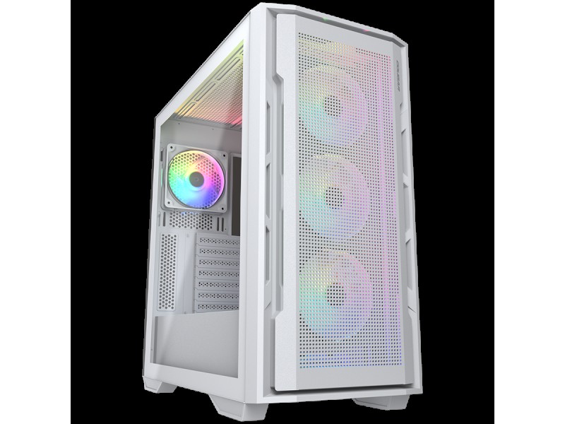 COUGAR | Uniface RGB White | PC Case | Mid Tower / Mesh Front Panel / 4 x 120mm ARGB Fans / TG Left Panel / White