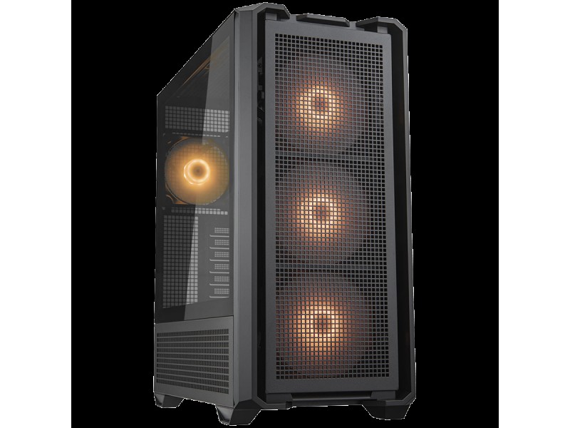 COUGAR | MX600 Black | PC Case | Mid Tower / Mesh Front Panel / 3 x 140mm + 1 x 120mm Fans / Transparent Left Panel