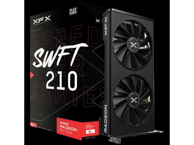 XFX SPEEDSTER SWFT210 RADEON RX7600 CORE Gaming Graphics Card with 8GBGDDR6 HDMI 3xDP, AMD RDNA™ 2