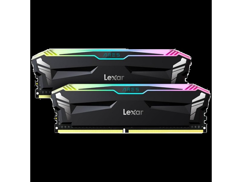Lexar 2x8GB Ares DDR4 3600 UDIMM Memory with heatsink and RGB lighting, Black Color, Dual pack
