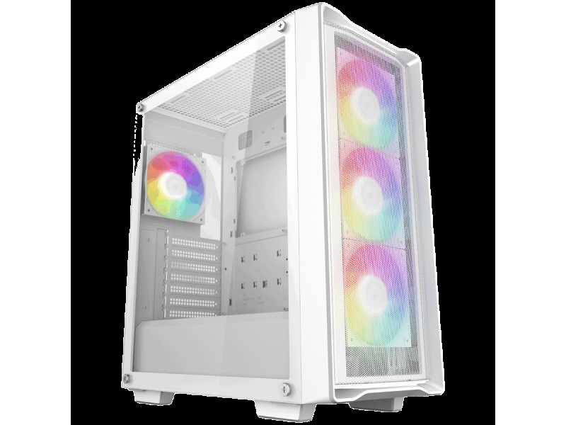 DeepCool CC560 MESH WH V2, Mid Tower, Mini-ITX/Micro-ATX/ATX, 2xUSB3.0, 1xAudio, 4x120mm Pre-Installed ARGB Fans, Tempered Glass, Mesh Panel, White, R-CC560-WHAMA4-G-2