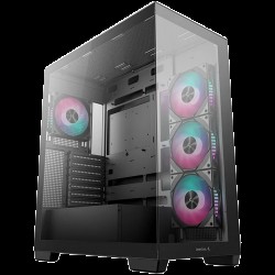 DeepCool CG580 4F, Mid Tower, Mini-ITX/Micro-ATX/ATX, Rear Connector support, 2xUSB3.0, 1x Type-C Gen2, 1xAudio, 3x120mm ARGB Reverse Fans, 1x120mm ARGB Fan, Tempered Glass, Mesh Panel, Black, R-CG580-BKADA4-G-1