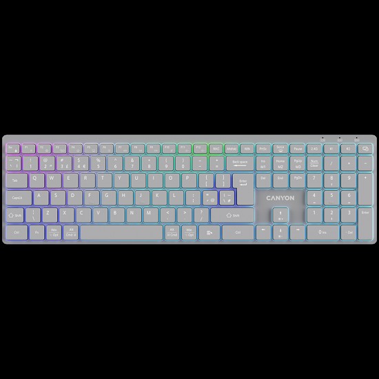 CANYON keyboard HKB-W11 UK/US RGB Dual Mode Wireless Grey