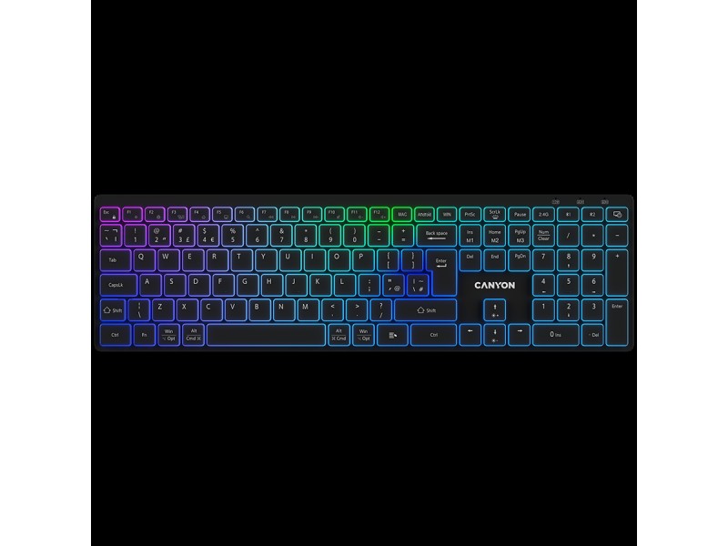 CANYON keyboard HKB-W11 UK/US RGB Dual Mode Wireless Black
