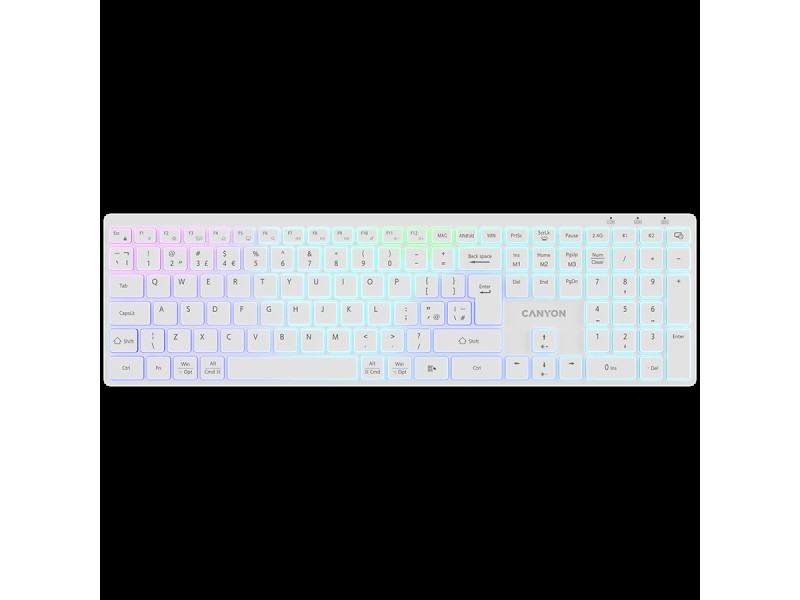 CANYON keyboard HKB-W11 UK/US RGB Dual Mode Wireless White