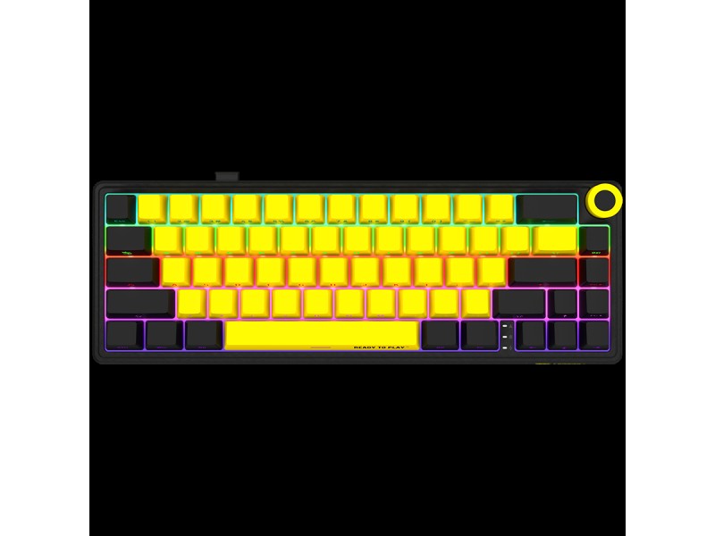 LORGAR KBP70MW, Wireless 65% Mechanical Gaming Keyboard Pro, Black/yellow, EN layout
