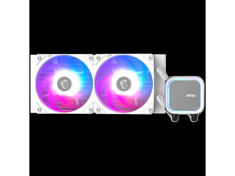 MSI MAG CORELIQUID A13 240 WHITE, 2x120mm Pre-installed ARGB Daisy Chain Fans, Replacable Top Cover, Copper Base Intel LGA 1700/1851, AMD AM5/AM4, 3Y Warranty