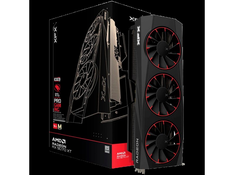 XFX Quicksilver AMD Radeon RX 9070XT Magnetic Air Edition with 16GB GDDR6 HDMI 3xDP AMD RDNA 4