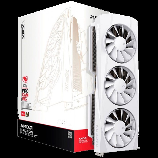XFX Quicksilver AMD Radeon RX 9070XT White Magnetic Air Edition with 16GB GDDR6 HDMI 3xDP, AMD RDNA 4