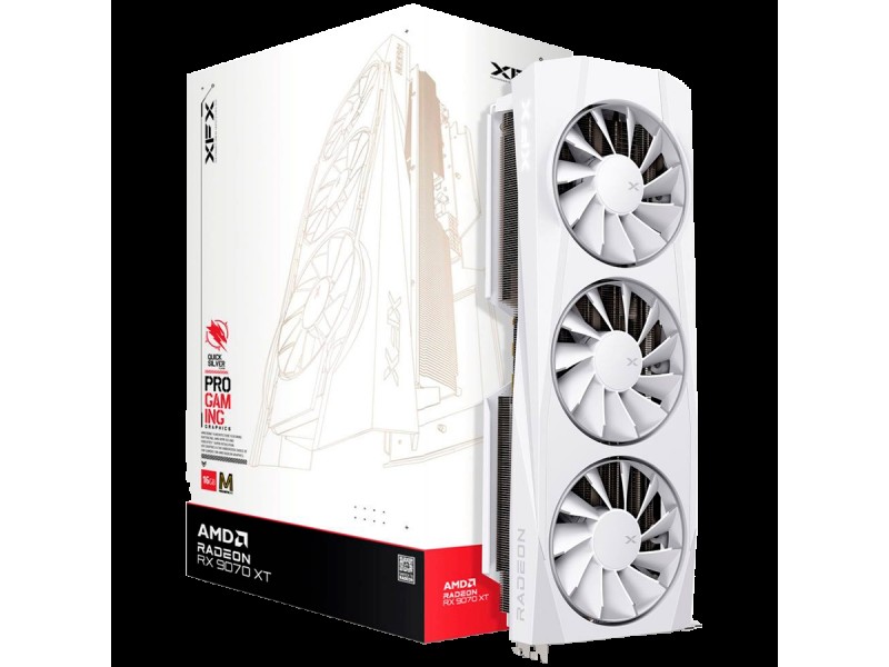 XFX Quicksilver AMD Radeon RX 9070XT White Magnetic Air Edition with 16GB GDDR6 HDMI 3xDP, AMD RDNA 4