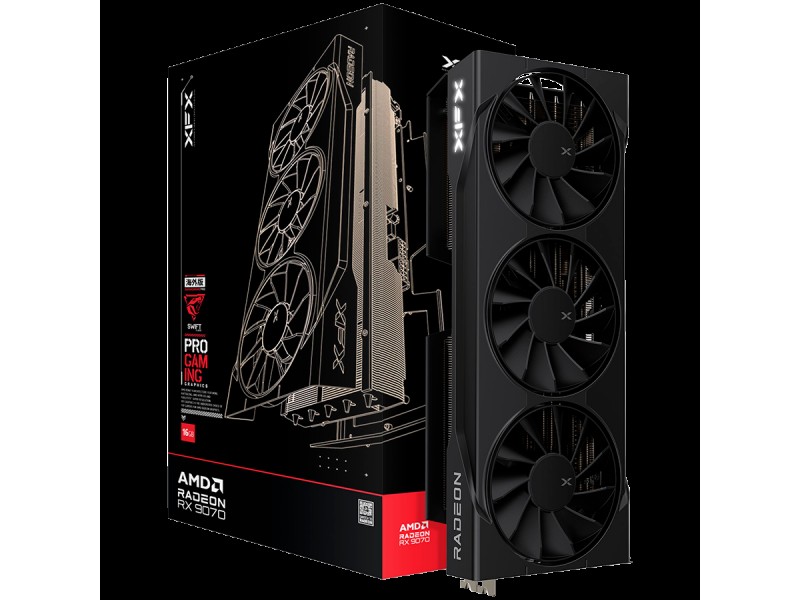 XFX Swift AMD Radeon RX 9070 OC Triple Fan Gaming Edition with 16GB GDDR6 HDMI 3xDP AMD RDNA 4