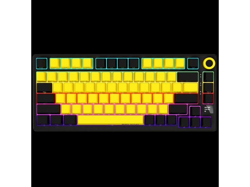 LORGAR KBP7075W, Wireless 75% Mechanical Gaming Keyboard Pro, Black/yellow, EN layout
