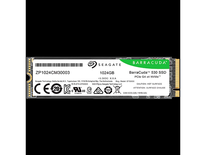 SSD SEAGATE BarraCuda 530 1.024TB M.2 2280-S2 PCIe Gen4 x4 NVMe 2.0, Read/Write: 7400/6100 MBps, TBW 600