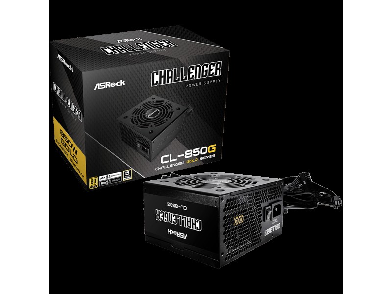 Asrock CL-850G, 850W, 80 Plus GOLD, Non Modular PSU, 2x EPS 12V CPU(4+4pin), 4x PCIe (6+2pin), 2x 4-pin connectors, 4x SATA, OCP, SCP, OVP, UVP, OTP, OPP protections, 120 mm Fan, ATX 3.1, 5Y warranty