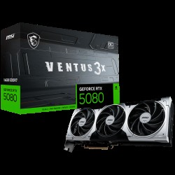 MSI Video Card Nvidia GeForce RTX 5080 16G VENTUS 3X OC PLUS, 16GB GDDR7, 256bit, Effective Memory Clock: 30000MHz, Boost: 2617 MHz, 10752 CUDA Cores, PCIe 5.0, 3x DP 2.1a, HDMI 2.1b, RAY TRACING, Triple Fan, 1x16pin, 850W Recommended PSU, 3Y
