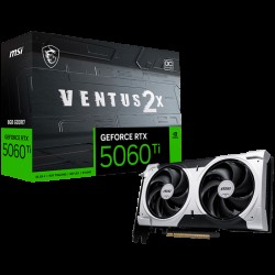 MSI Video Card NVIDIA GeForce RTX 5060 Ti 16G VENTUS 2X PLUS, 16GB GDDR7, 128-bit, 2587 MHz Boost, 4608 CUDA Cores, PCIe 5.0 (x8), 3x DP 2.1b, HDMI 2.1b, RAY TRACING, Dual Fan, 180W TDP, 8-pin PCIe Power, G-SYNC, 2-Slot, 3Y