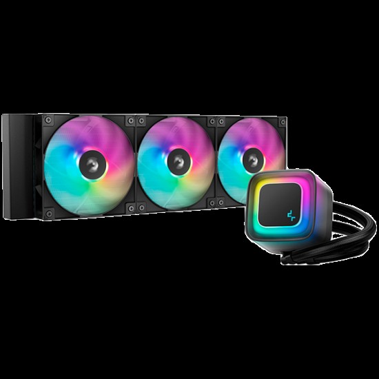 DeepCool LE360 V2, 360mm CPU Liquid Cooler, 3x120mm PWM ARGB Fans, ARGB block, Black, LGA1851/1700/1200/1151/1150/1155, AMD AM5/AM4, R-LE360-BKAMMC-G-2