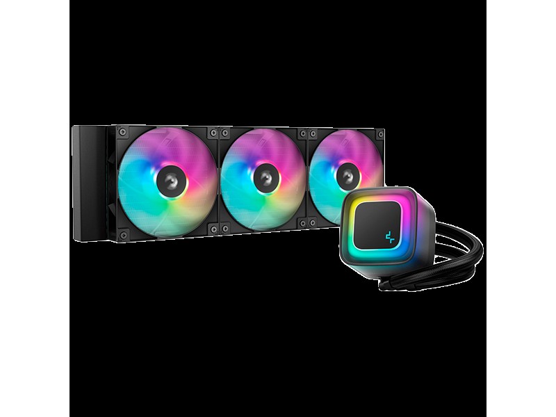 DeepCool LE360 V2, 360mm CPU Liquid Cooler, 3x120mm PWM ARGB Fans, ARGB block, Black, LGA1851/1700/1200/1151/1150/1155, AMD AM5/AM4, R-LE360-BKAMMC-G-2