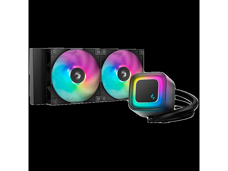 DeepCool LE240 V2, 240mm CPU Liquid Cooler, 2x120mm PWM ARGB Fans, ARGB block, Black, LGA1851/1700/1200/1151/1150/1155, AMD AM5/AM4, R-LE240-BKAMMC-G-2