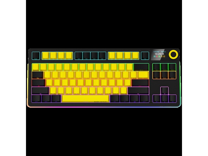 LORGAR KBP70TKLW, Wireless TKL Mechanical Gaming Keyboard Pro, Black/yellow, EN layout