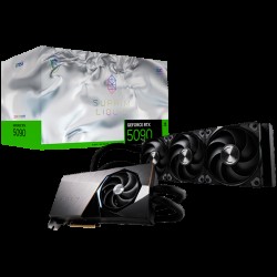 MSI Video Card NVIDIA GeForce RTX 5090 32G SUPRIM LIQUID SOC, 32GB GDDR7, 512-bit, 2580 MHz Boost (Gaming Mode), 21760 CUDA Cores, PCIe 5.0 x16, 3x DP 2.1b, HDMI 2.1b, RAY TRACING, Hybrid Liquid Cooling, 600W TDP, 16-pin PCIe Power, G-SYNC, 3Y