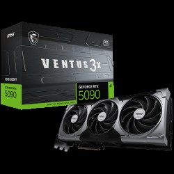 MSI Video Card Nvidia GeForce RTX 5090 32G VENTUS 3X OC, 32GB GDDR7, 512bit, Effective Memory Clock: 28000MHz, Boost: 2437 MHz, 21760 CUDA Cores, PCIe 5.0, 3x DP 2.1b, HDMI 2.1b, RAY TRACING, Triple Fan, 1x16pin, 1000W Recommended PSU, 3Y
