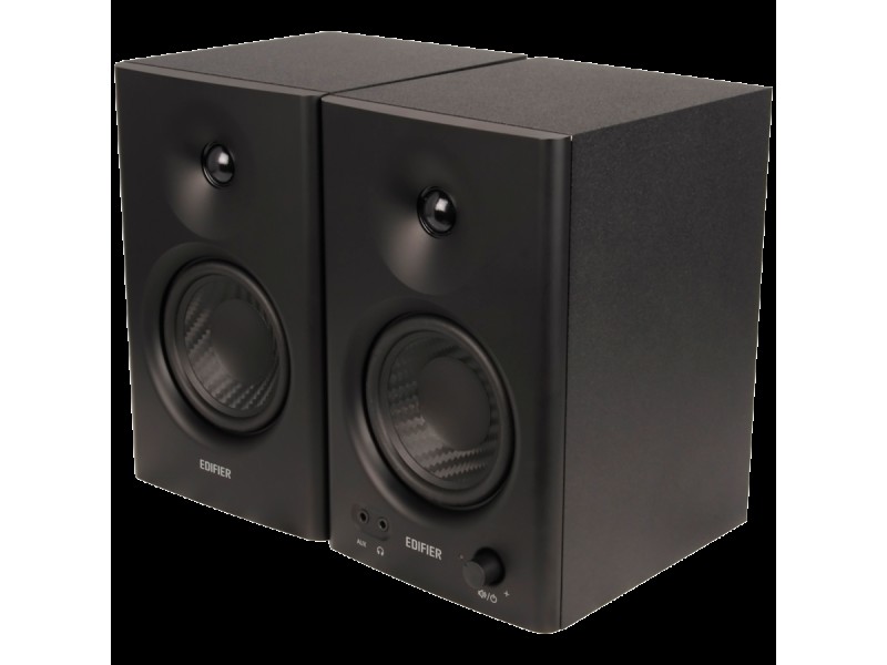 Edifier MR4 Active Studio Monitors, RCA, AUX, TRS, 1-inch Tweeters, 4-inch Woofers, 42W (RMS), Control Knob, Black