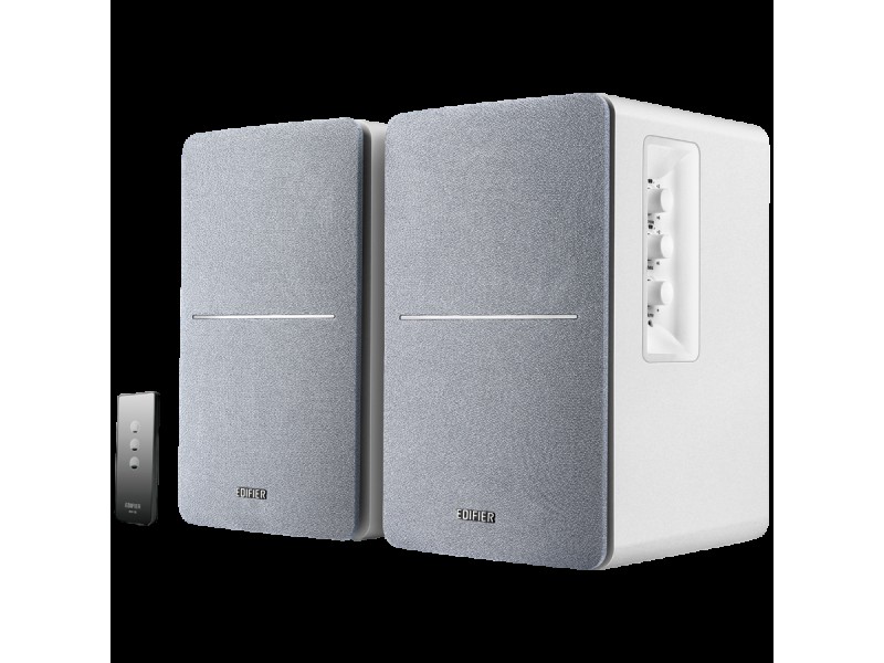 Edifier R1280T 2.0 Bookshelf Speakers, RCA, 0.5-inch Tweeters, 4-inch Drivers, 42W (RMS), Control Knobs and Remote Control, White