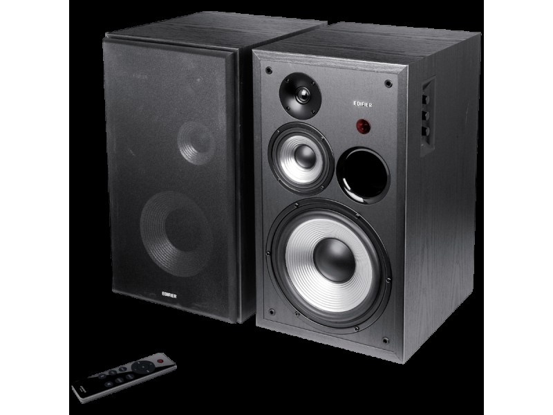 Edifier R2850DB 2.0 Bookshelf Speakers, BT V5.1, Optical, Coaxial, RCA, 0.75-inch Tweeters, 4.5-inch Drivers, 8-inch Woofers, Sub-Out, 150W (RMS), Control Knobs and Remote Control, Black