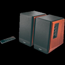 Edifier R1700BTs .0 Bookshelf Speakers, BT V5.1, RCA, 0.75-inch Tweeters, 4-inch Drivers, Sub-Out, 66W (RMS), Control Knobs and Remote Control, Brown