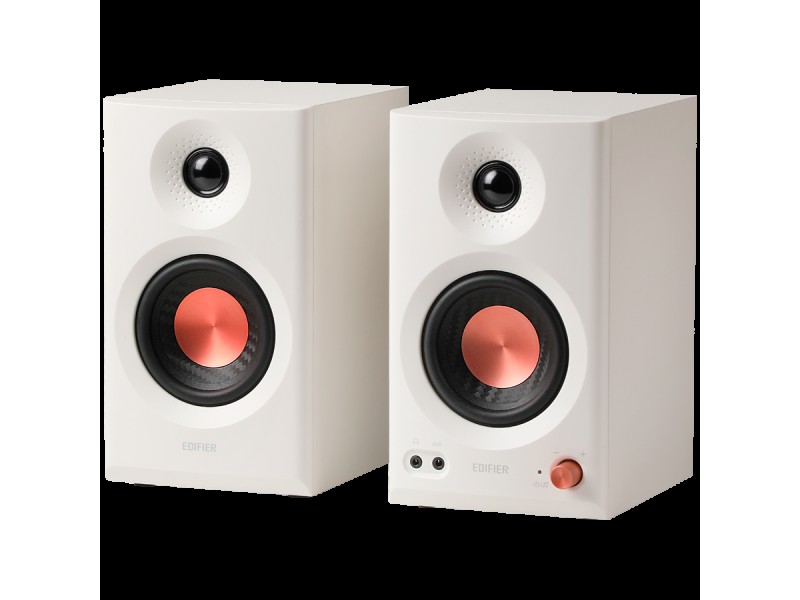 Edifier MR3 Active Studio Monitors, BT V5.4, RCA, AUX, 1-inch Tweeters, 3.5-inch Drivers, 36W (RMS), Tone Control Dials, White