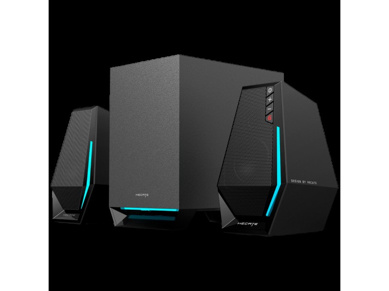 Edifier G1500 MAX 2.1 Audio System, BT V5.3, USB, AUX, 2.5-inch Drivers, 4-inch Subwoofer, RGB Lighting, 30W (RMS), Black