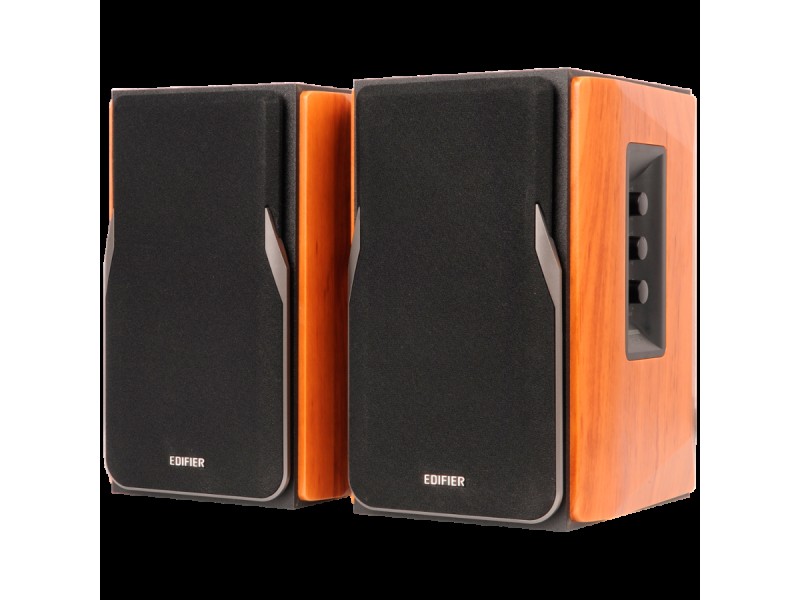 Edifier R1380DB 2.0 Bookshelf Speakers, BT V5.1, Optical, Coaxial, RCA, 1-inch Tweeters, 4-inch Drivers, 42W (RMS), Control Knobs and Remote Control, Brown