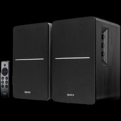 Edifier R1280DBs 2.0 Bookshelf Speakers, BT V5.1, Optical, Coaxial, RCA, 0.5-inch Tweeters, 4-inch Drivers, Sub-Out, 42W (RMS), Control Knobs and Remote Control, Brown