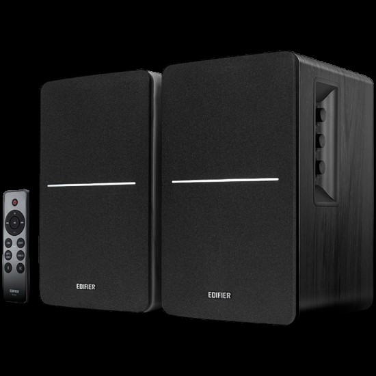 Edifier R1280DBs 2.0 Bookshelf Speakers, BT V5.1, Optical, Coaxial, RCA, 0.5-inch Tweeters, 4-inch Drivers, Sub-Out, 42W (RMS), Control Knobs and Remote Control, Brown
